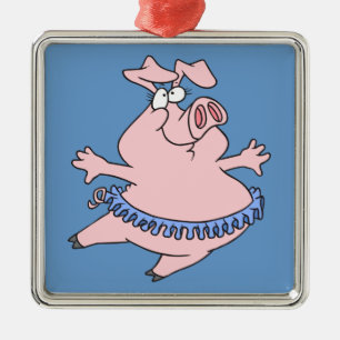 cute ballet ballerina piggy in a tutu pig metal tree decoration