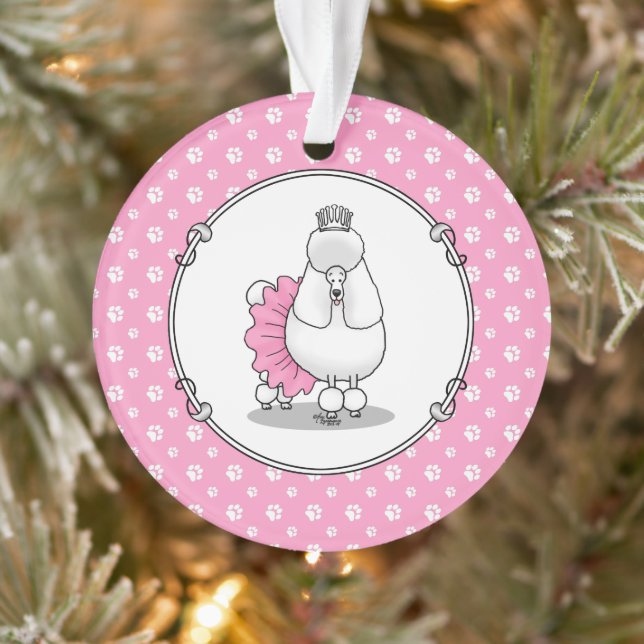Cute Ballet Ballerina Princess Poodle Dog (white) Ornament (Tree)
