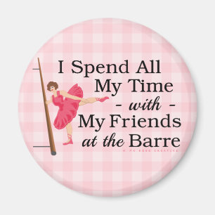 Cute Ballet Barre Funny Ballerina Dancer Gingham Magnet