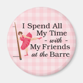 Cute Ballet Barre Funny Ballerina Dancer Gingham Magnet