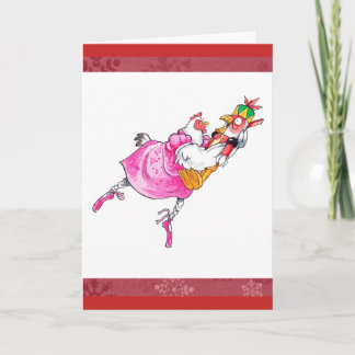 Cute Ballet Chicken Christmas Card