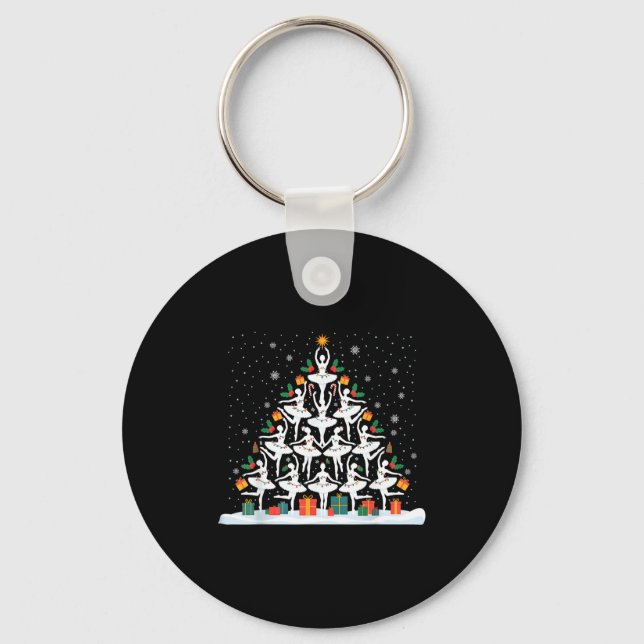 Cute Ballet Christmas Tree Dancer Women Girls Xmas Key Ring (Front)