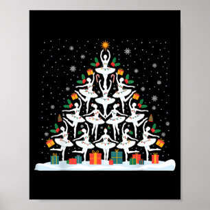 Cute Ballet Christmas Tree Dancer Women Girls Xmas Poster