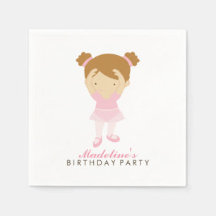 Cute Ballet Dancer Girl's Birthday Party Napkin