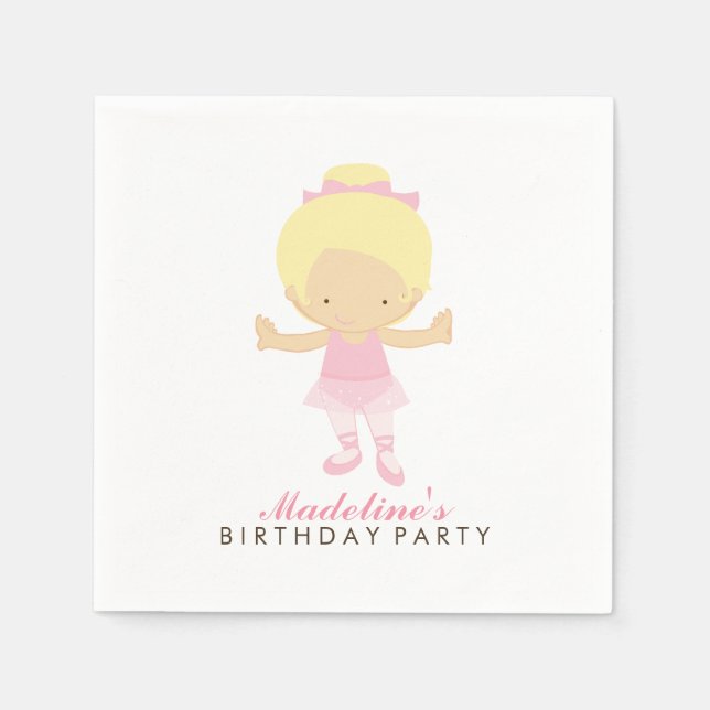 Cute Ballet Dancer Girl's Birthday Party Napkin (Front)