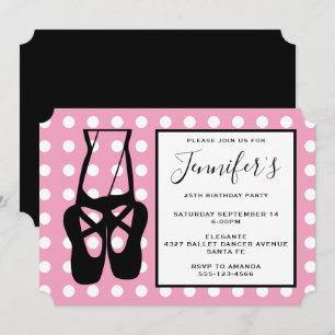 Cute Ballet Dancer Legs & Slippers Birthday Invitation