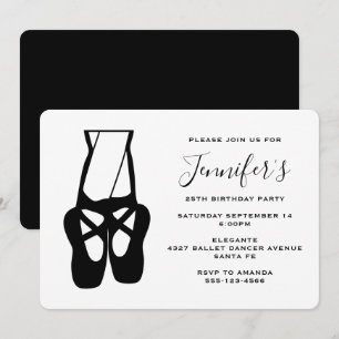 Cute Ballet Dancer Legs & Slippers Birthday Invitation
