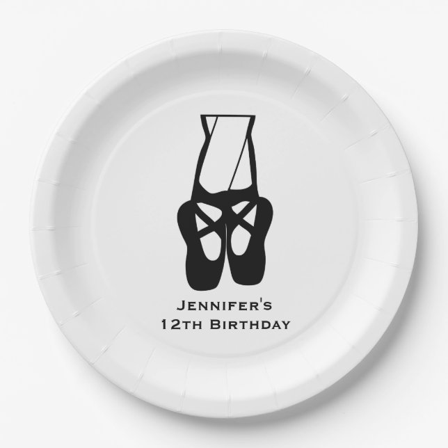 Cute Ballet Dancer Legs & Slippers Birthday Paper Plate (Front)