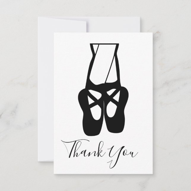 Cute Ballet Dancer Legs & Slippers Thank You Card (Front)