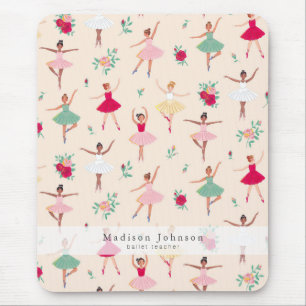 Cute Ballet Dancers Pattern Ballerina Mouse Mat