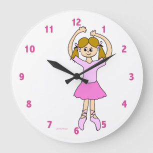 Cute Ballet Girl Large Clock