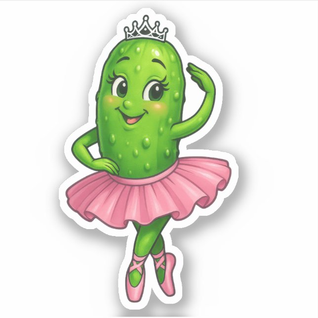 Cute Ballet Pickle Custom-Cut Vinyl Stickers (Front)