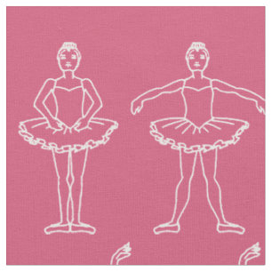 Cute Ballet Positions Pink Pattern Fabric