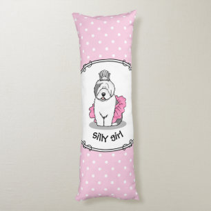 Cute Ballet Princess Old English Sheepdog Grey 1 Body Cushion