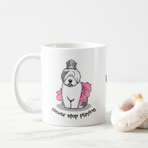 Cute Ballet Princess Old English Sheepdog Grey 1 Coffee Mug