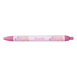 Cute Ballet Shoes Pointe Pink Kawaii Personalised Black Ink Pen