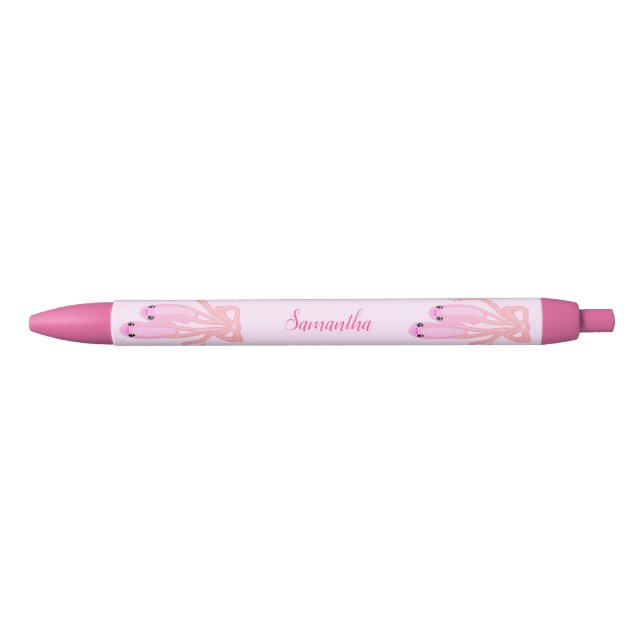 Cute Ballet Shoes Pointe Pink Kawaii Personalised Black Ink Pen (Front)