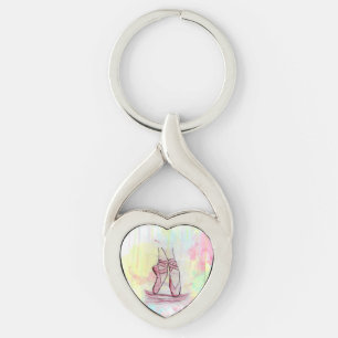 Cute Ballet shoes sketch Watercolor hand drawn Key Ring