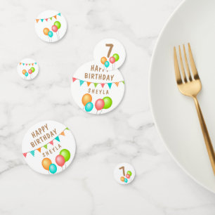 Cute Balloon and Bunting Flag Birthday Party Confetti