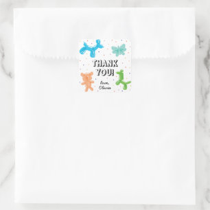 Cute Balloon Animals Birthday Party Thank You Square Sticker