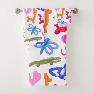 Cute Balloon Animals Colourful Kids Pattern Bath Towel Set