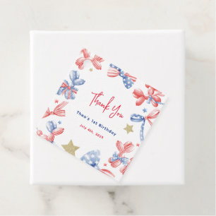 Cute Balloon Bow 4th of July 1st Birthday Party Favour Tags