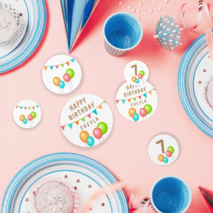Cute Balloon Bunting Flags Kids Birthday Confetti