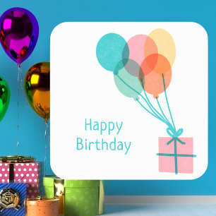 Cute Balloon Happy Birthday  Square Sticker