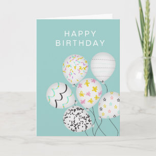 cute balloon party happy birthday folded card