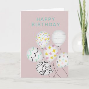 cute balloon party happy birthday folded card