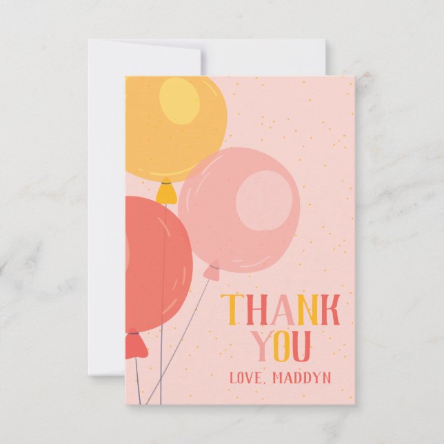 Cute Balloon Thank You Card (Front)