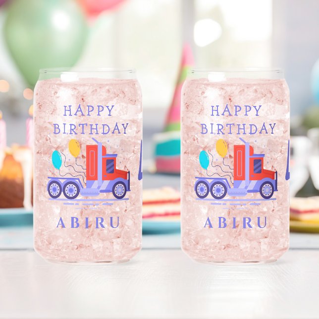 Cute Balloon Truck | Birthday Can Glass (Insitu (Birthday))