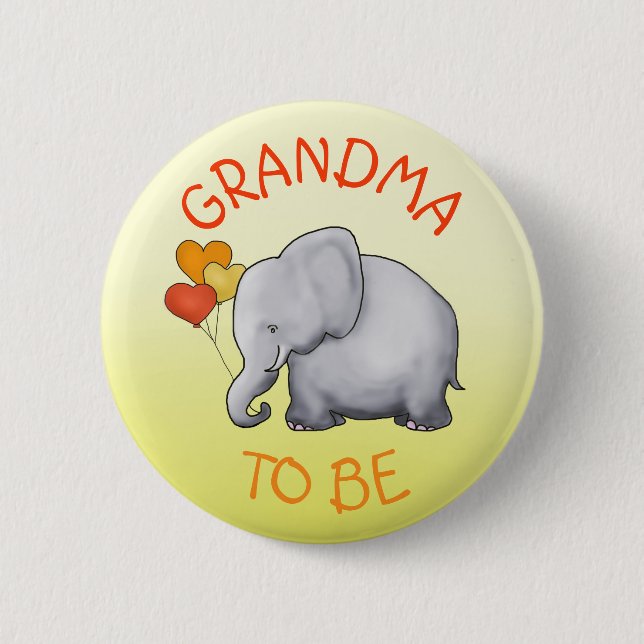 Cute Balloons Elephant Baby Shower Grandma-To-Be 6 Cm Round Badge (Front)
