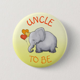 Cute Balloons Elephant Baby Shower Uncle-to-Be 6 Cm Round Badge