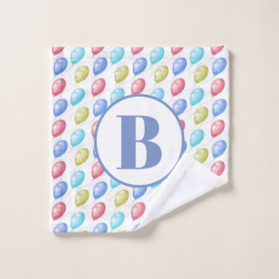 Cute Balloons Monogram Baby Nursery Wash Cloth