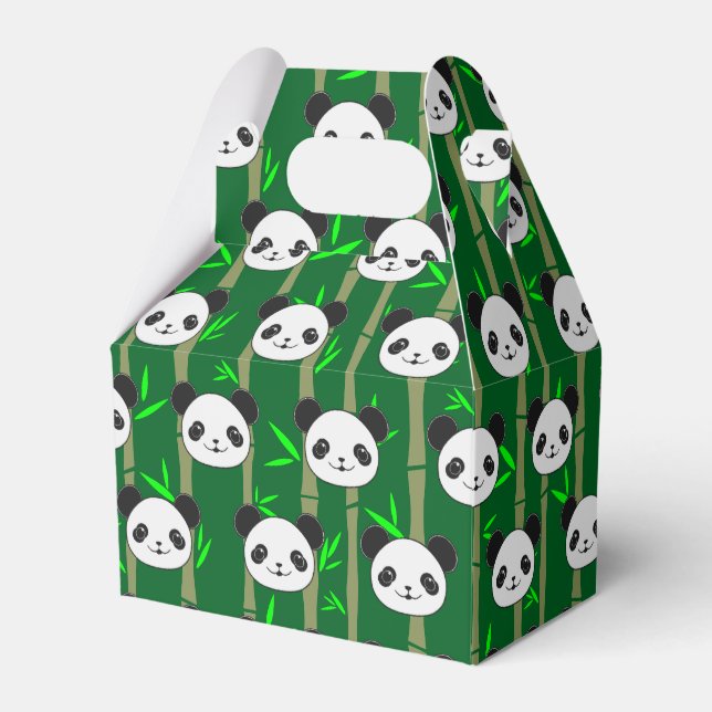 Cute Bamboo Panda Pattern Custom Favour Box (Front Side)