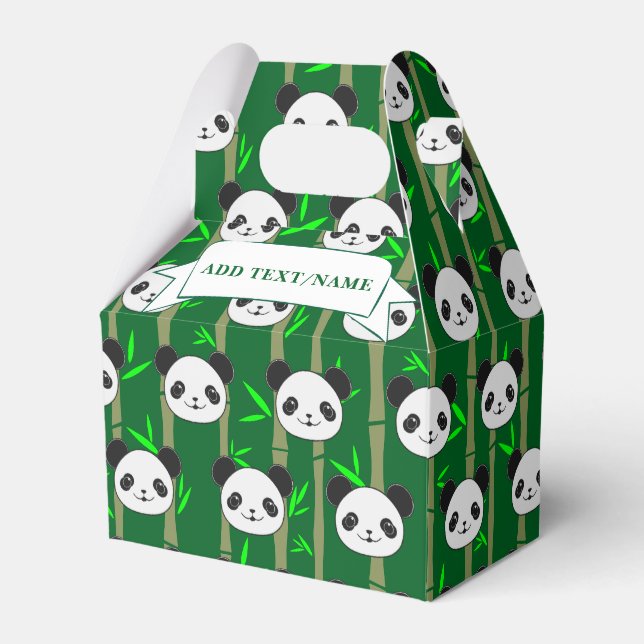 Cute Bamboo Panda Pattern Custom Name Favour Box (Front Side)