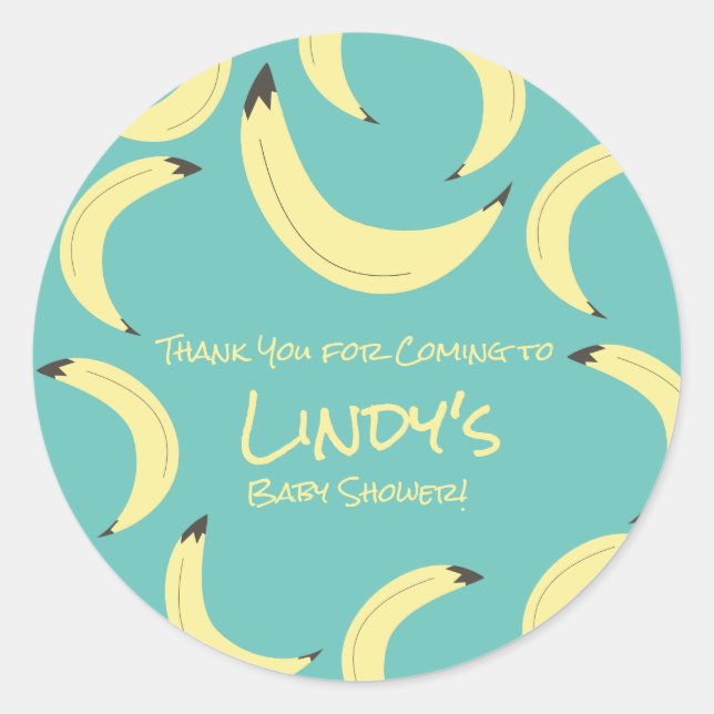 Cute Banana Bunch Baby Shower Pattern Classic Round Sticker (Front)