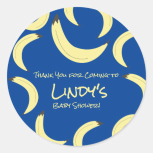Cute Banana Bunch Baby Shower Pattern Classic Round Sticker