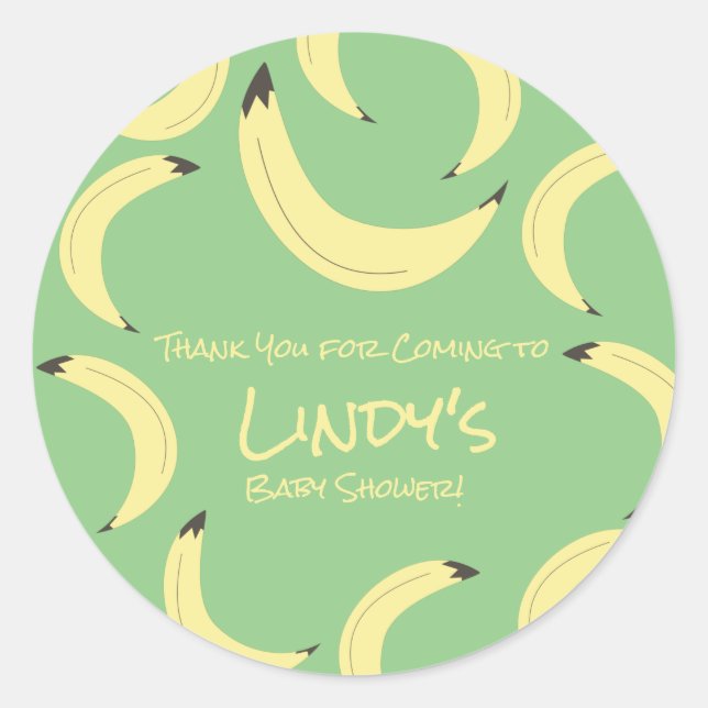 Cute Banana Bunch Baby Shower Pattern Classic Round Sticker (Front)