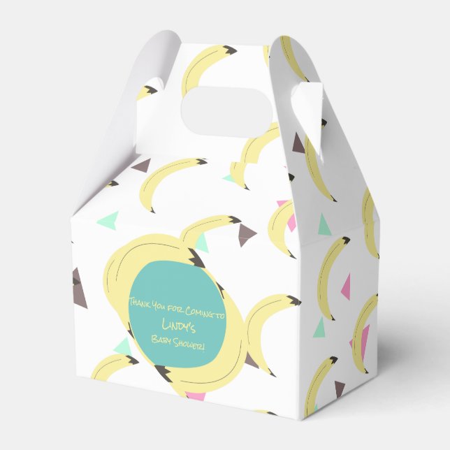 Cute Banana Bunch Teal Confetti Baby Shower  Favou Favour Box (Front Side)