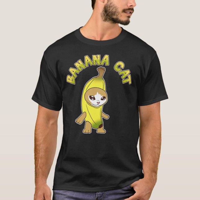 Cute Banana Cat Happy Bananacat Meme Kitty Cat Lov T-Shirt (Front)