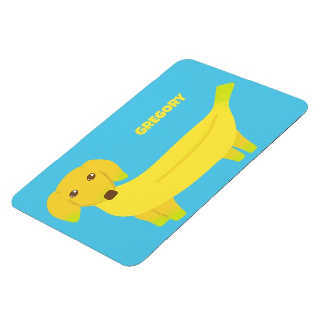 Cute Banana Dog Personalised Magnet (Left Side)