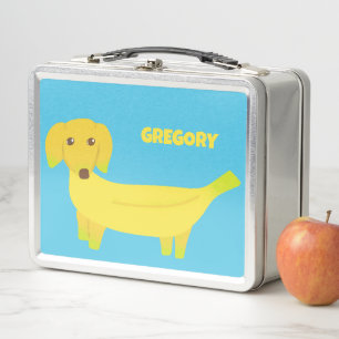 Cute Banana Dog Personalised Metal Lunch Box