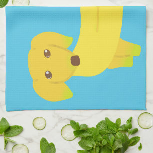 Cute Banana Dog Personalised Tea Towel