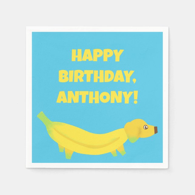 Cute Banana Dogs Custom Party Napkin (Front)