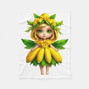 Cute Banana Fairy Character Cosy Fleece Blanket