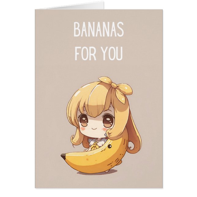 Cute Banana Girl Valentine's Day Card (Front)