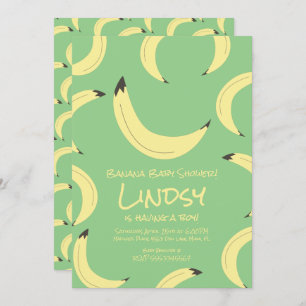 Cute Banana Green Boy Baby Shower Invitation