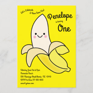 Cute Banana Kids 1st Birthday Party Kawaii Invitation